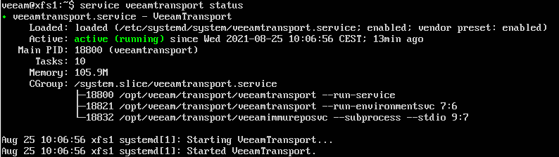 Veeam DataTransport service on Linux