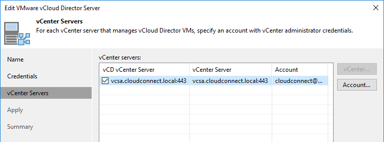 Register all the connected vCenter servers