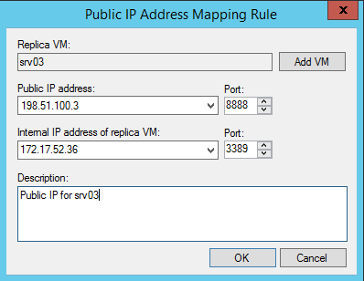 A Public IP Address mapping rule using a non-public IP address