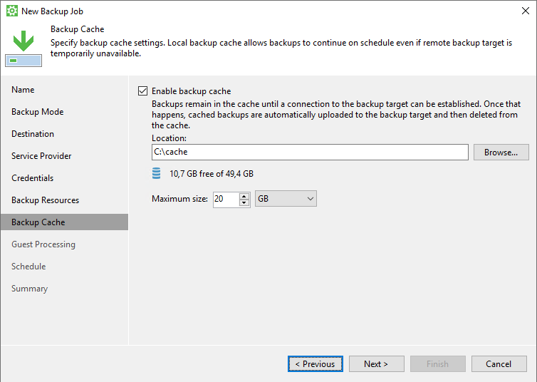 Backup cache