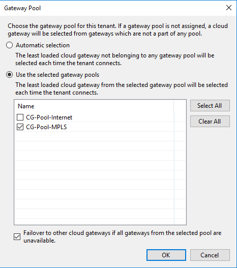 Specify gateway pools