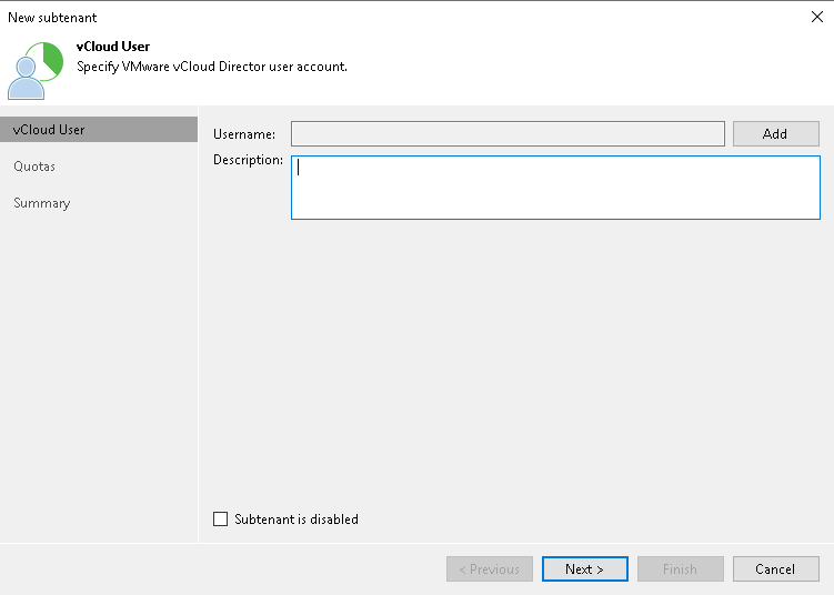 Add subtenant with vCloud Director