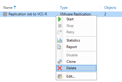 delete replication jobs